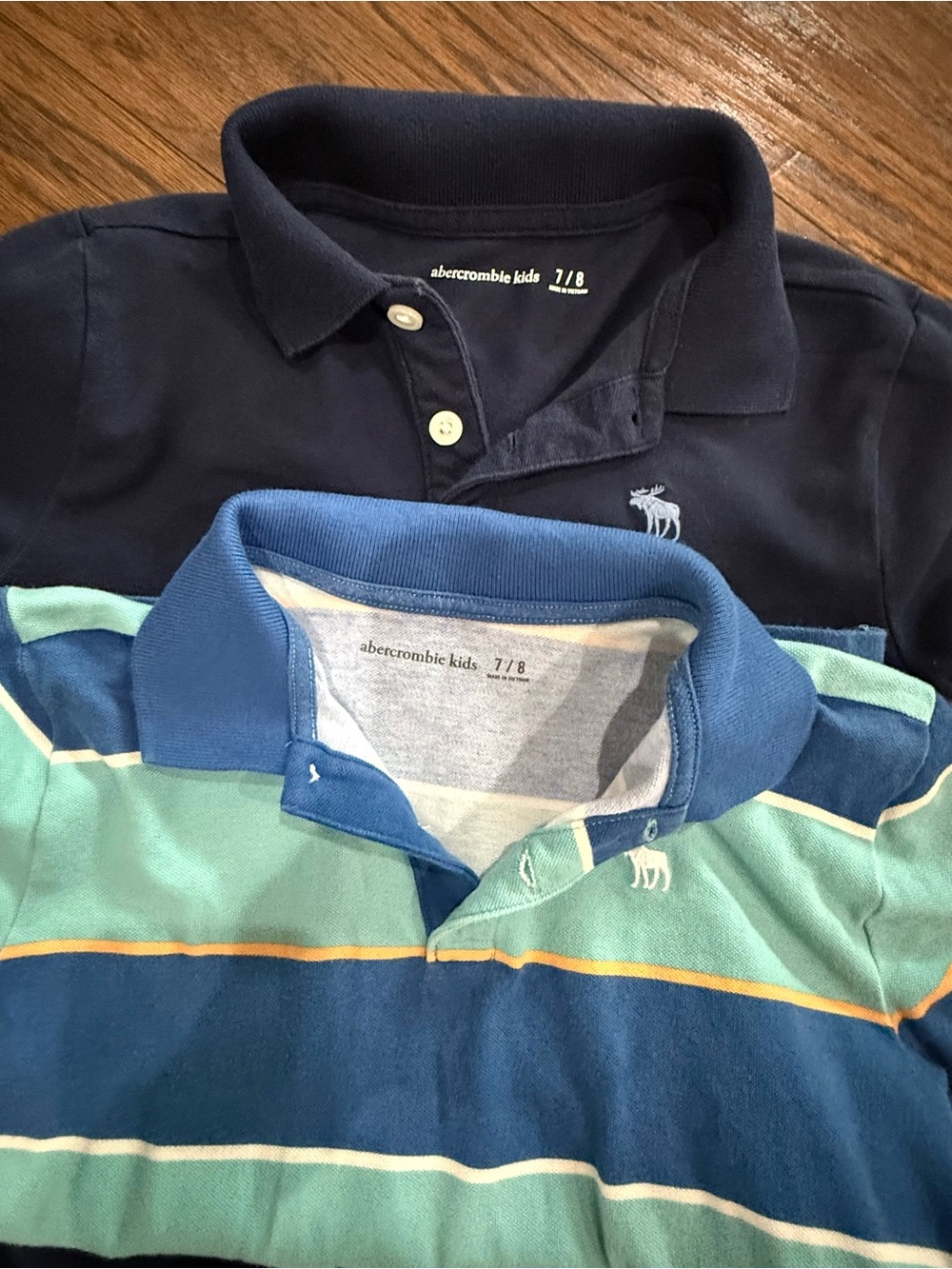 2 Shirts! Abercrombie Kids Boys' Polo Shirt - Navy & Green Striped